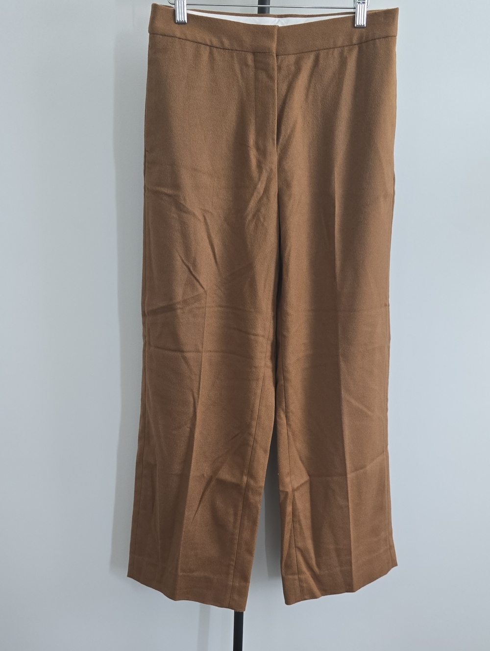 Mid-Rise Wide-Leg Trousers in Camel Brown